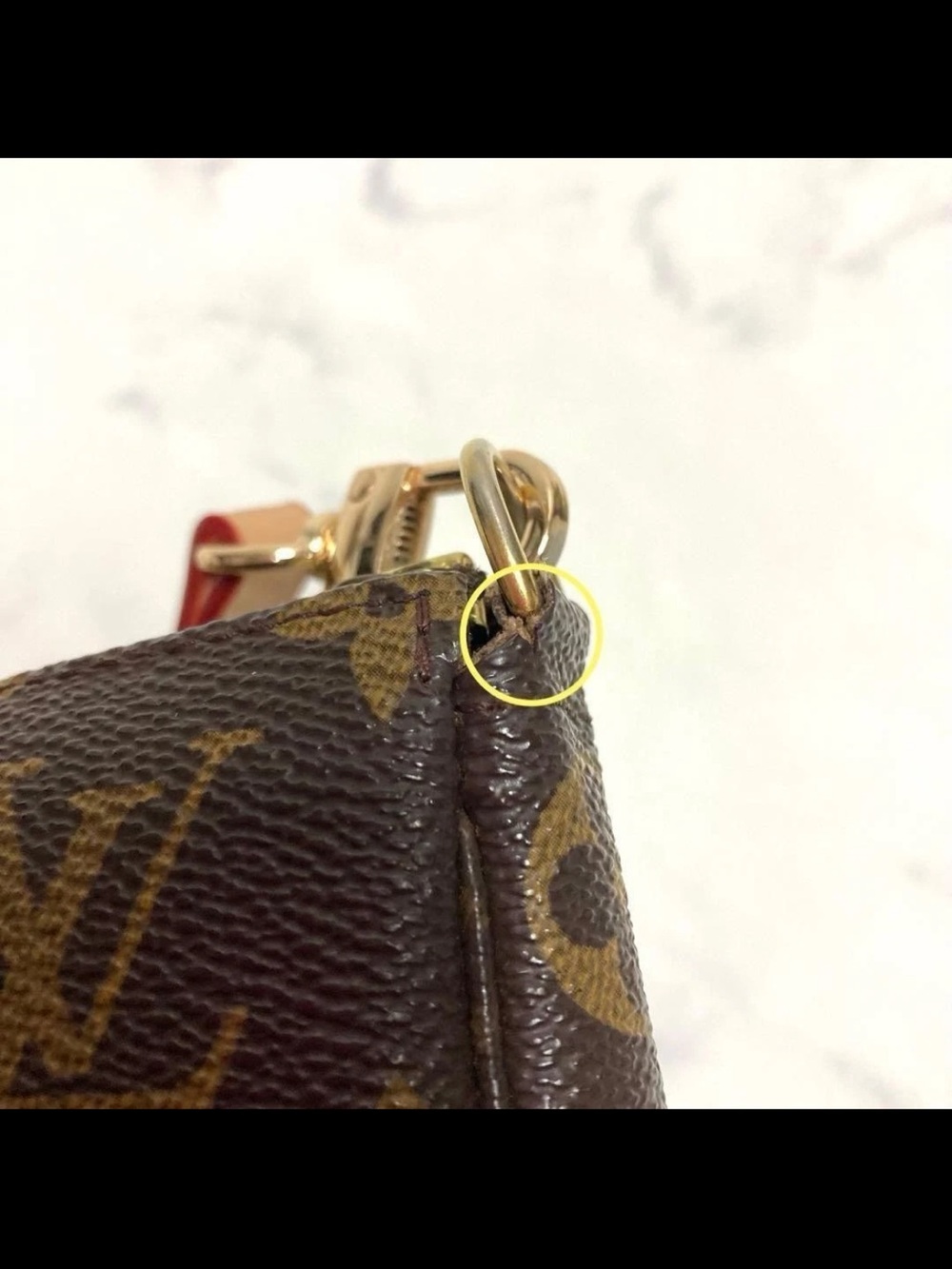 Louis Vuitton Monogram Canvas Crossbody with Red-Trim Strap - Picture 9 of 16